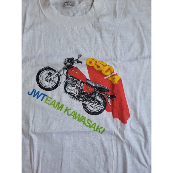 Vintage Kawasaki 650 Single stitch Shirt Large Jwteam - Picture 2 of 6